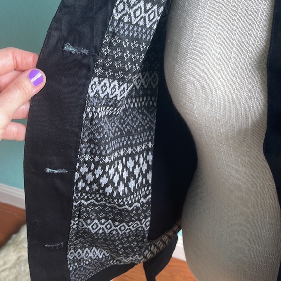 Black Denim Hem & Thread Fall Jacket Pockets Collar Detail Sizes Medium Large - Picture 6 of 10
